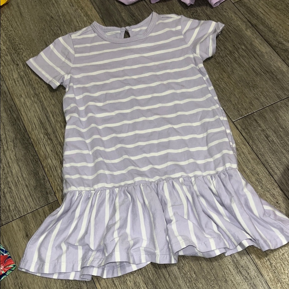 Primary Lavender Striped Kids Casual Dress